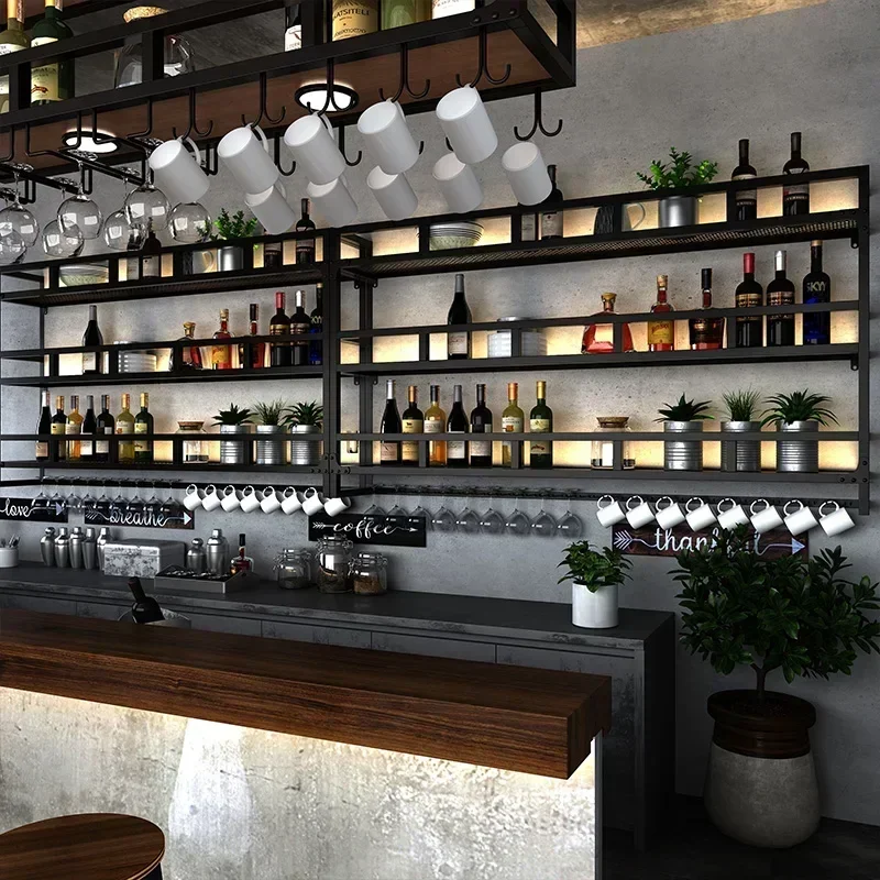 Cellar จอแสดงผลไวน์ตู้บาร์ห้องครัวโลหะบุฟเฟ่ต์เหล้าไวน์ Racks ติดผนังเก็บ Botellero Vino เฟอร์นิเจอร์โรงแรม