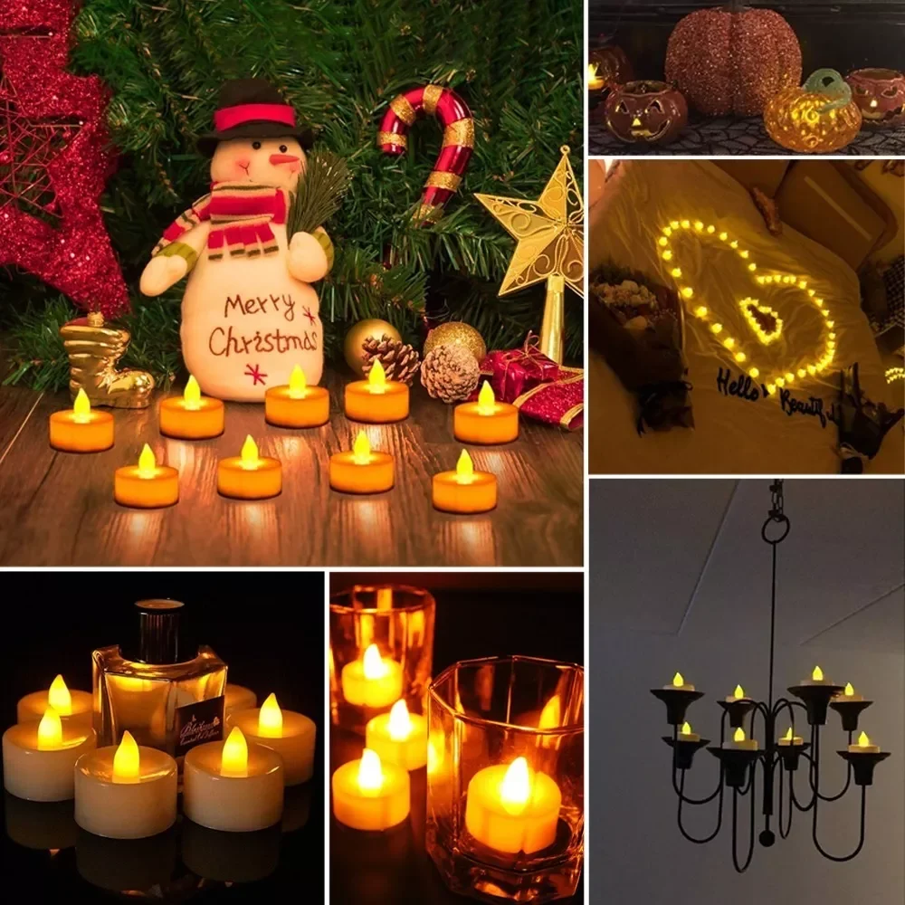 24 szt. Świeczki LED Bez Płomienia, Zasilane Bateriami, Ponad 200 Godzin Pracy, Sztuczne Elektryczne Świeczki LED, Lampki Herbatniczki