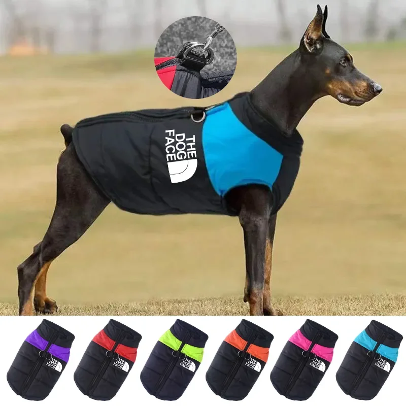 Ropa impermeable para perro, abrigo cálido para mascotas, chaleco acolchado con cremallera, traje facial para perros pequeños, medianos y grandes, Invierno