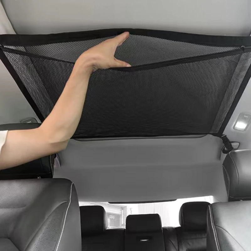 Car ceiling cargo net multifunctional hanging storage organizer with large capacity for convenient storage of car ceiling net