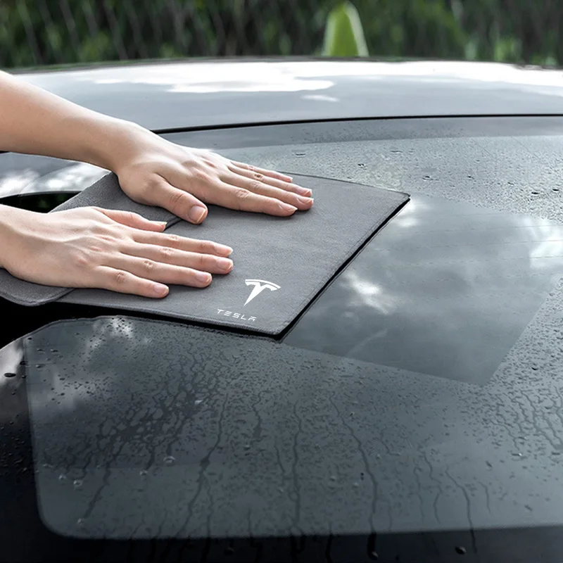 Toalha de microfibra para lavagem de carro, emblema automático, pano de limpeza e secagem, auot para tesla modelo 3 s y x 2021 2022 2023, roadster bonina