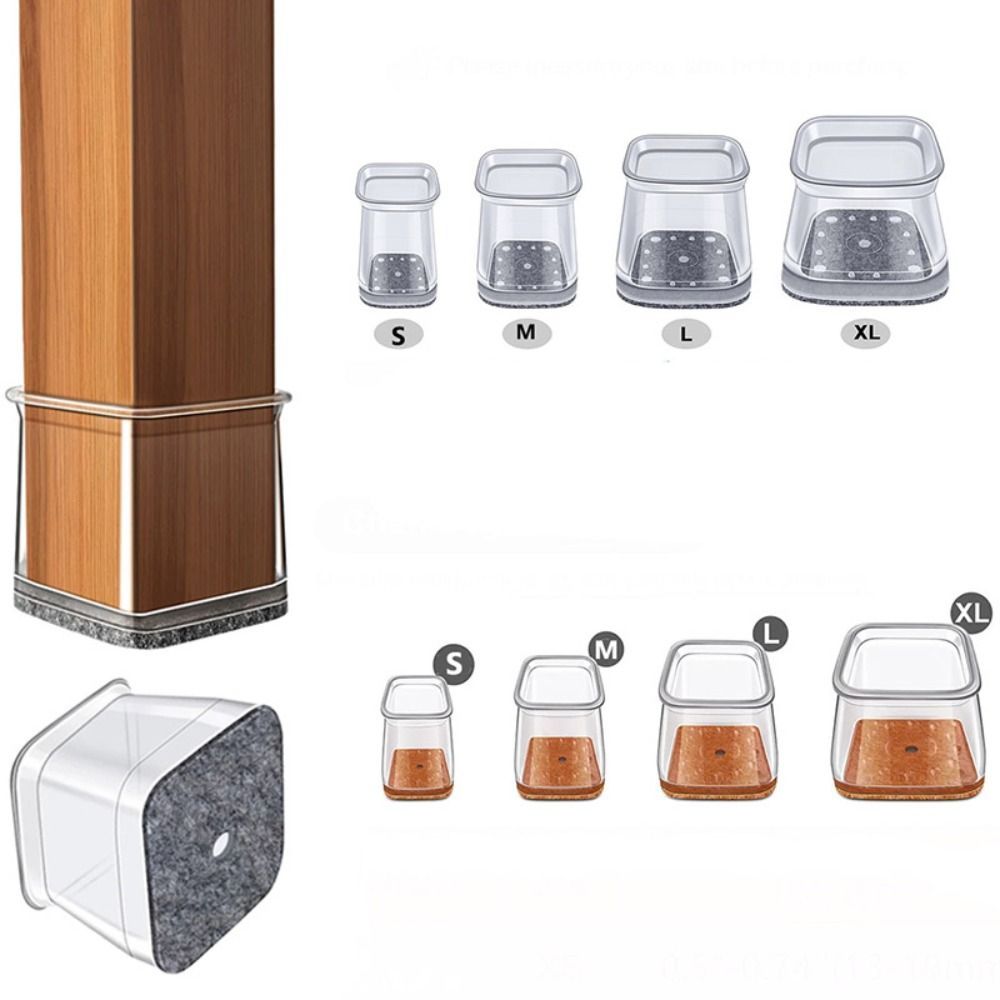 Защитные напольные ограничители, Нескользящие квадратные Чехлы для ножек стула, утолщенные снижение уровня шума, силиконовые колпачки для ножек, крышка для ножек