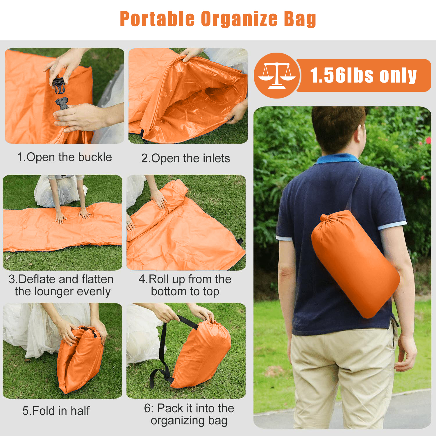 Sofá inflable perezoso para una sola persona, sofá cama portátil de aire para playa al aire libre, saco de dormir plegable para acampar para un descanso cómodo