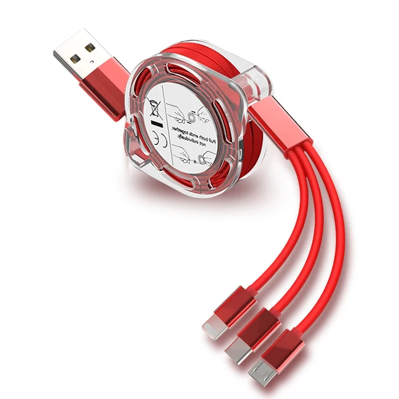 3 in 1 Telescopic Cable Suitable for Apple Type C Android Mobile Phone 3A Fast Charging USB Cable for iPhone Cable Usb C Cable