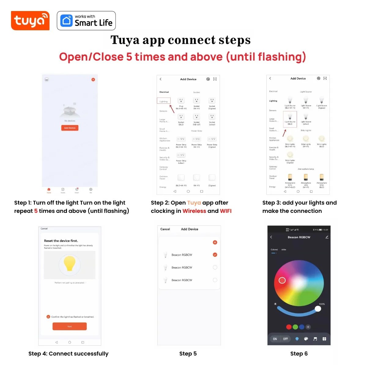 Tuya สมาร์ทหลอดไฟ LED E27 APP ควบคุมหรี่แสงได้บลูทูธ RGB 220V ตกแต่งห้องนอนแสง Smart Life