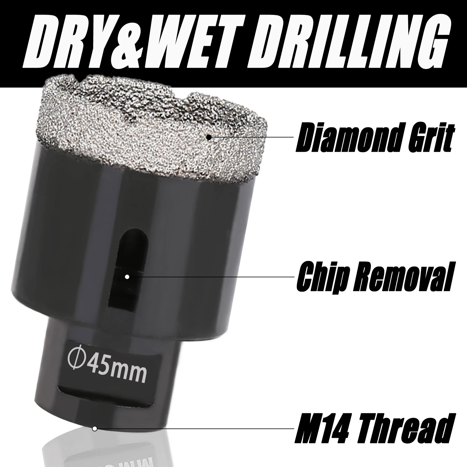5-130 มม.M14 ด้ายแห้งสูญญากาศ Brazed Marble ก่ออิฐรูเปิดเพชรเจาะ Core Bit สําหรับกระเบื้องเซรามิคหินแกรนิตหินอ่อน