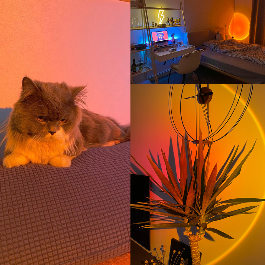 Lampada da tramonto a LED Illuminazione notturna Proiettore USB Decorazione per feste di compleanno Luci d'atmosfera per la fotografia della parete del soggiorno della camera da letto