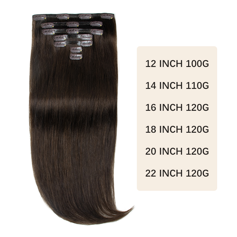 Clip Invisible dans l'extension de cheveux pince de trame de bande d'unité centrale injectée dans l'extension de cheveux humains 7 pièces/ensemble 12-24 pouces 100G 120G pince sur cheveux