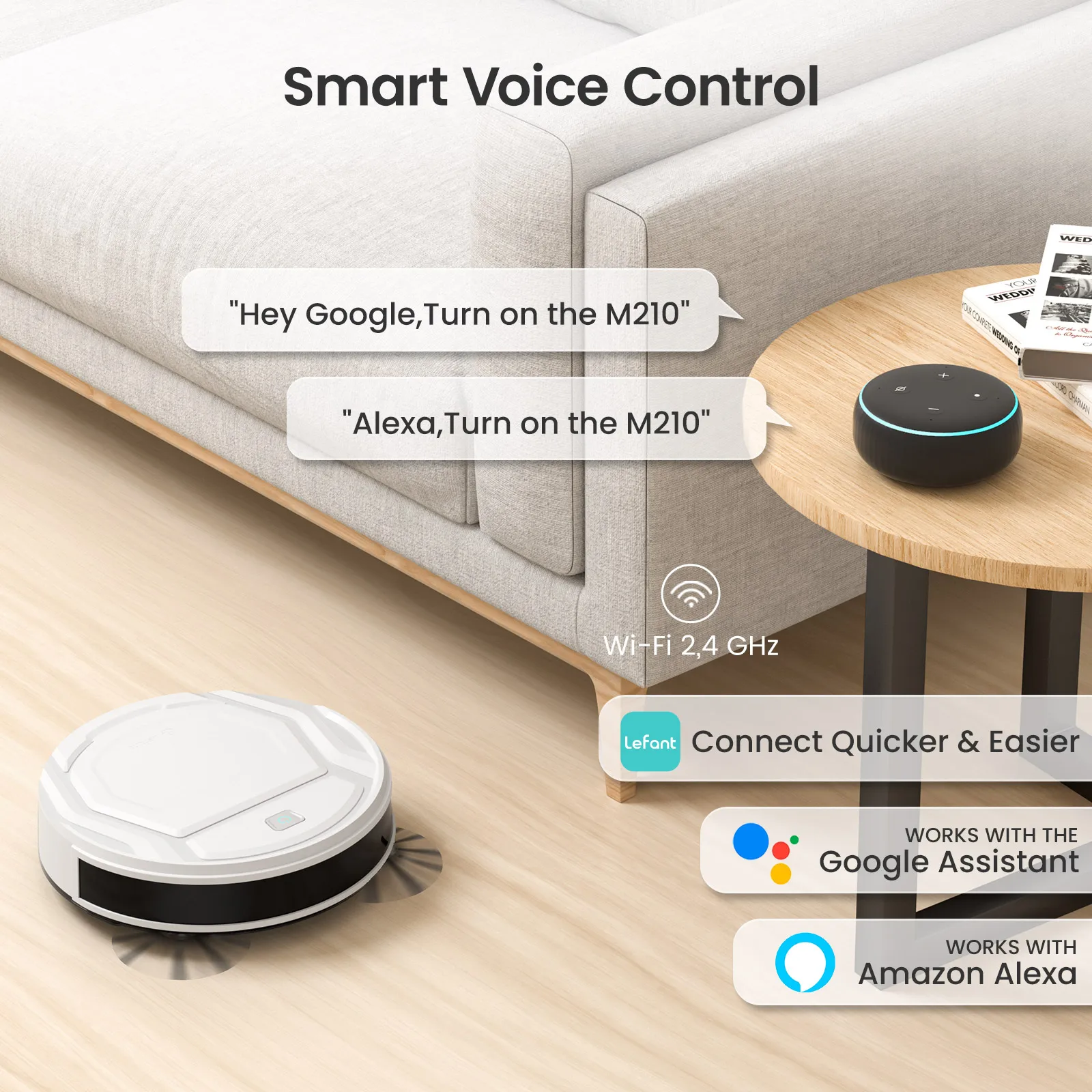 Lefant M210 Robot Vacuum Cleaner,120 Mins Runtime, Automatic Self-Charging,Wi-Fi/App/Alexa Control,smart Home appliance