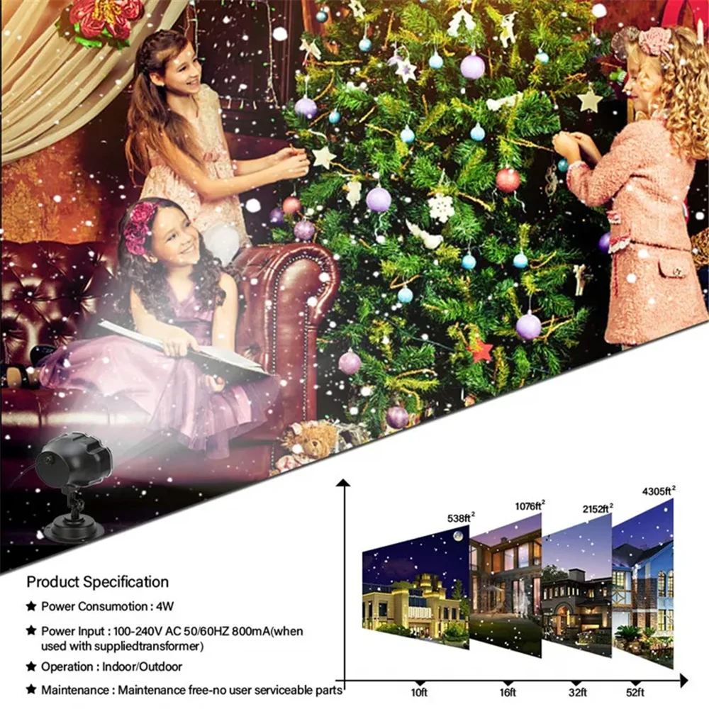DACHAN Snowfall LED Light Projector, Snow Falling Projector Lamp Dynamic Snow Effect Spotlight for Garden Outdoor Wedding Gift