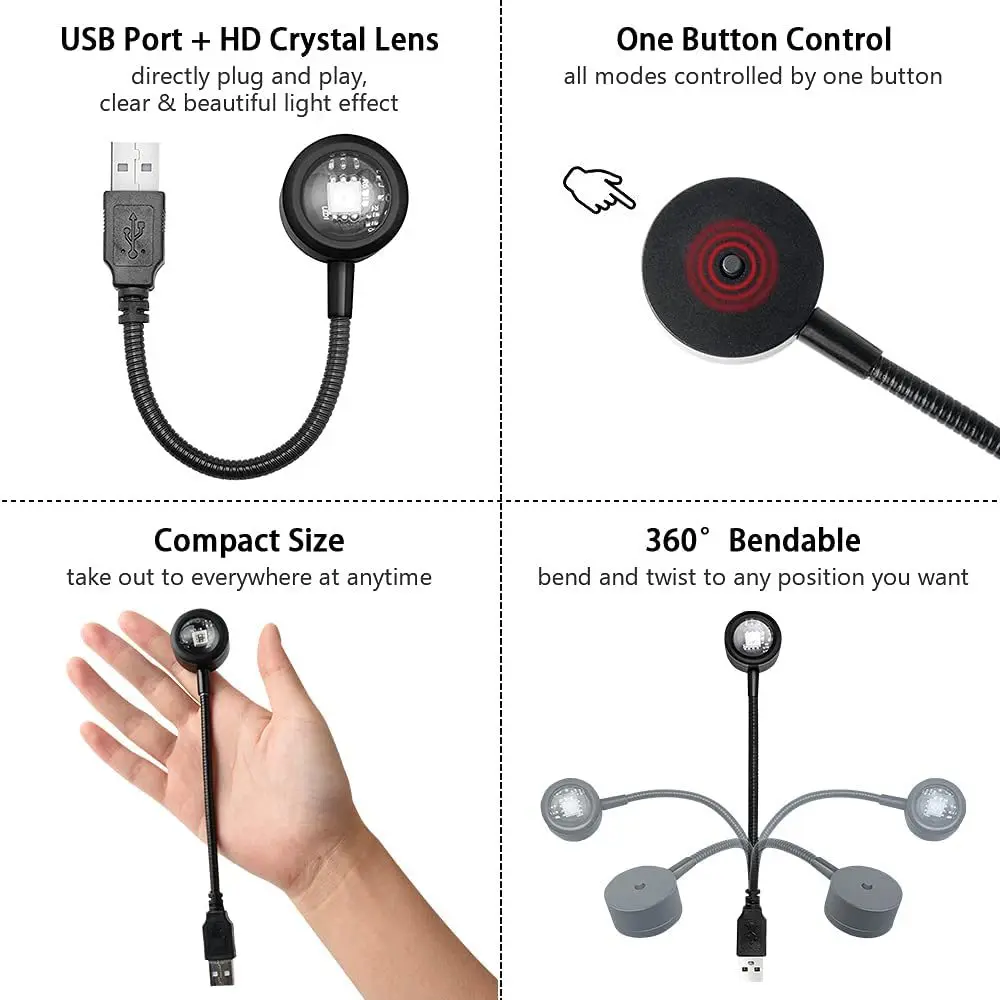 1x USB Sunset โคมไฟ LED Rainbow Neon Night Light โปรเจคเตอร์การถ่ายภาพผนังบรรยากาศแสงสําหรับห้องนอน Home Room Decor ของขวัญ