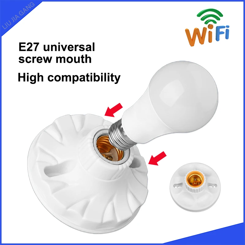 Soquete Inteligente E27 Multifuncional + Câmera Wi-Fi Mini HD / Câmera Discreta, Gravação Contínua, Monitoramento por APP, Detecção de Movimento, Segurança Doméstica