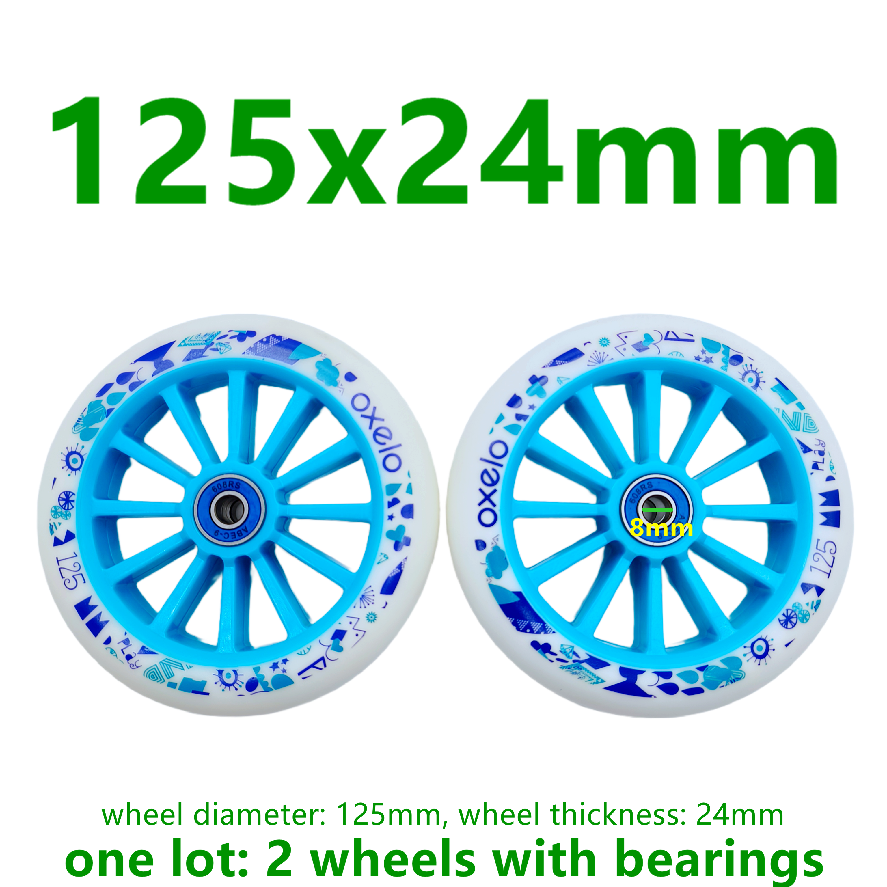 Roda de scooter 125mm 125x24mm incluindo rolamento 2 rodas/lote