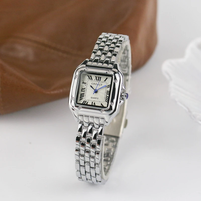 Relojes cuadrados de lujo informales para mujer, reloj de pulsera clásico Simple de marca a la moda para mujer, reloj de pulsera de cuarzo con banda de acero para mujer, reloj femenino