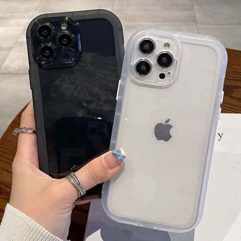 Luxuriöse stoßfeste Silikon-Stoßstangen-klare Handyhülle für iPhone 15 14 Plus 13 12 11 15 Pro Max Kameraschutz transparente Abdeckung