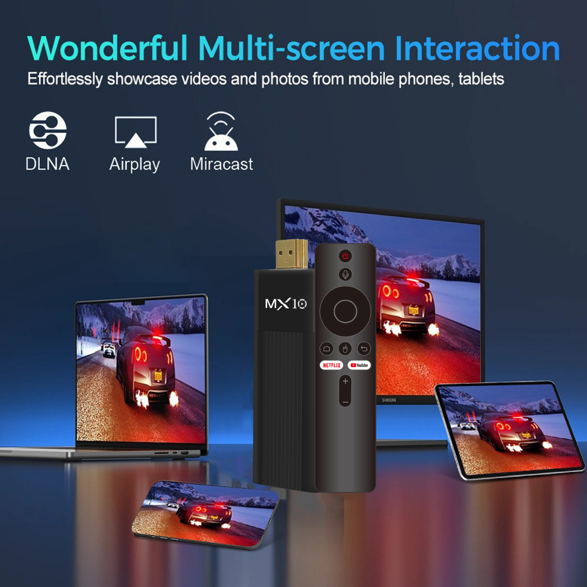Ultra HD 4K Android TV Stick MX10-F3 Stick Mini Home TV Stick H313 Quad Core Support 2.4/5G Dual Wifi 2GB RAM 16GB ROM