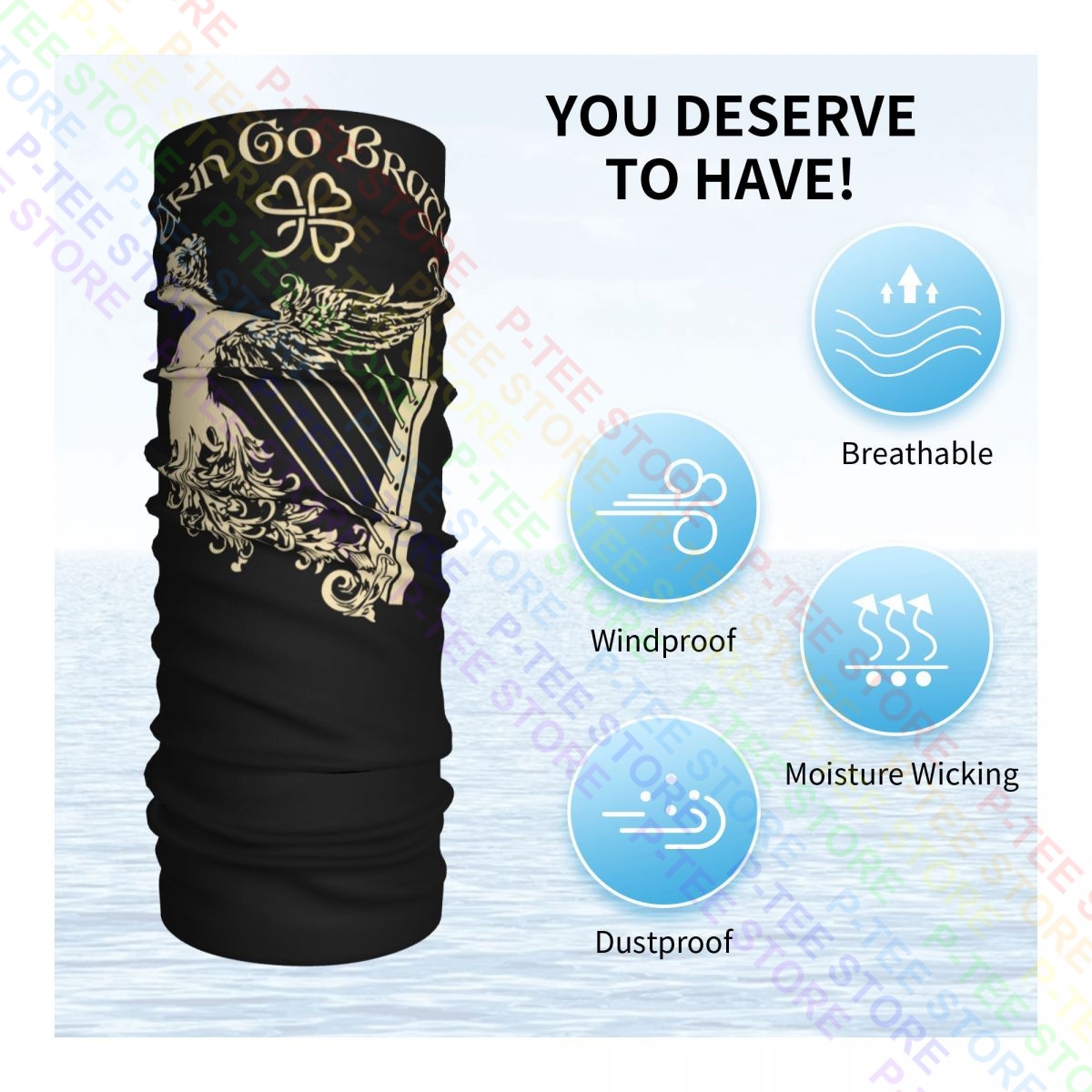 Erin Go Bragh Eire ไอริชพิณไอร์แลนด์ St. Patricks Day คอ Gaiter ผ้าพันคอผ้าพันคอผ้าพันคอหน้ากากปิดหน้า Headwear