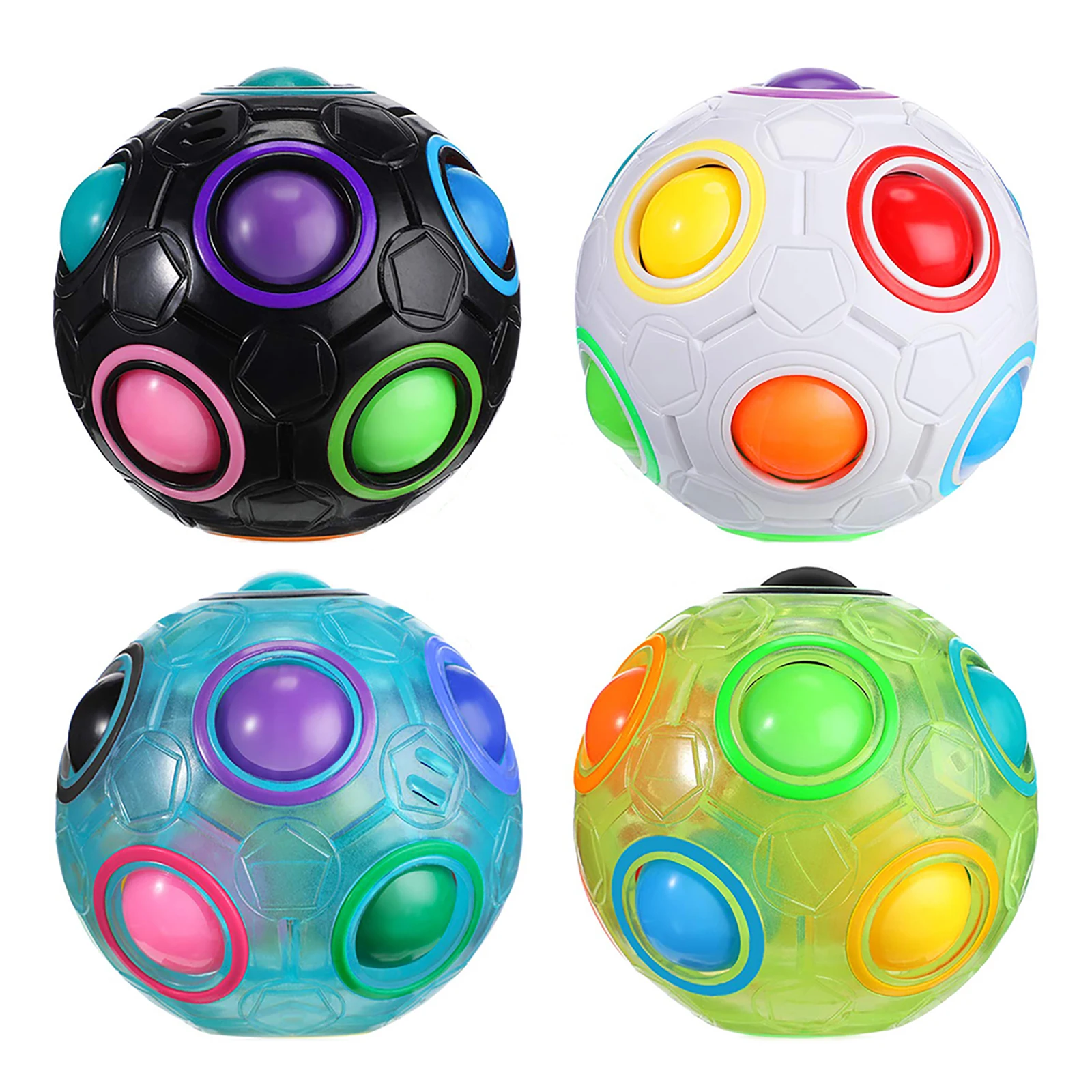 Regenbogen Ball Puzzle Zauberwürfel Fußball Zappelspielzeug Leuchtende 3D-Gehirnportaufgaben Anti Stress Relief Lernspiel für Kinder Erwachsene