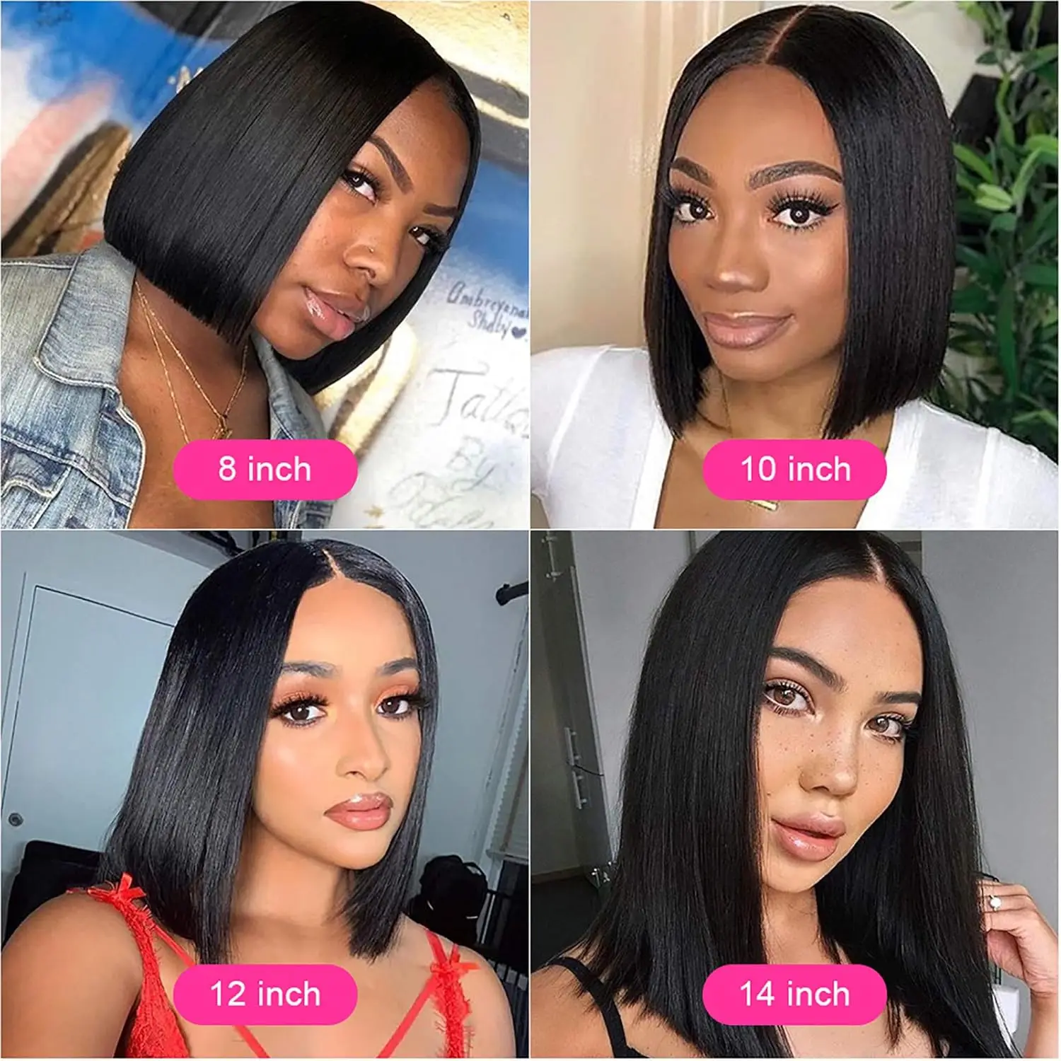 Parrucca Bob da 12 pollici per capelli umani 13x4 parrucche anteriori in pizzo dritto capelli umani densità 180% 15A parrucche Bob diritte per donne nere pre pizzicate