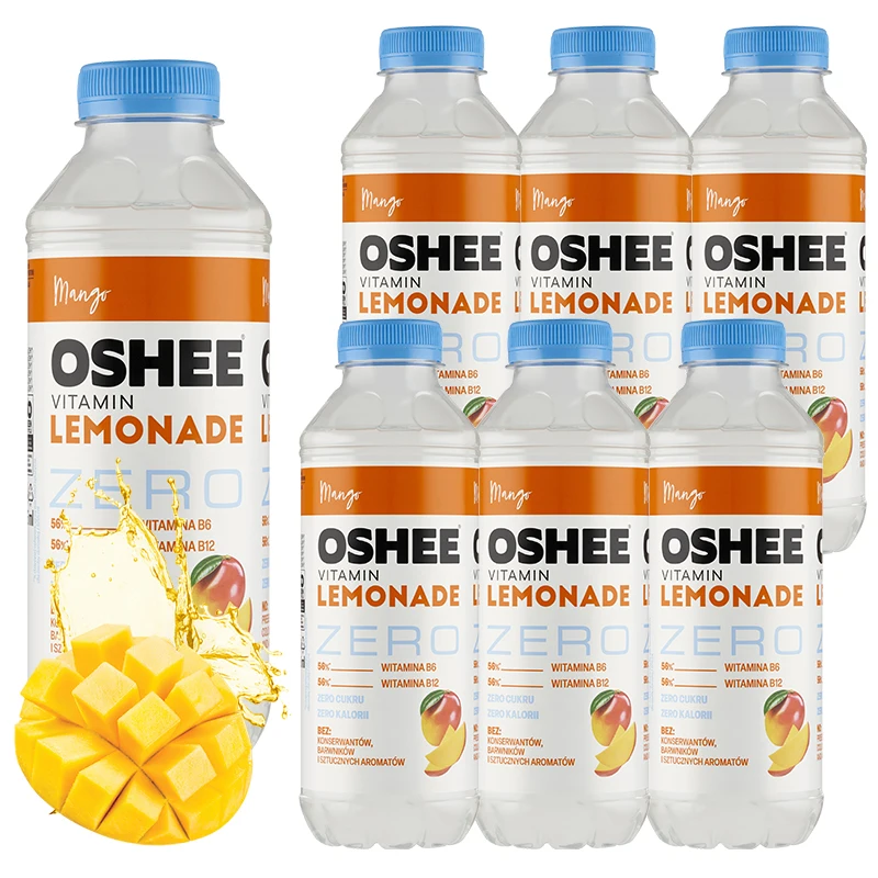 Oshee Vitamin Lemonade Zero Napój niegazowany mango 555 ml x 6 sztuk