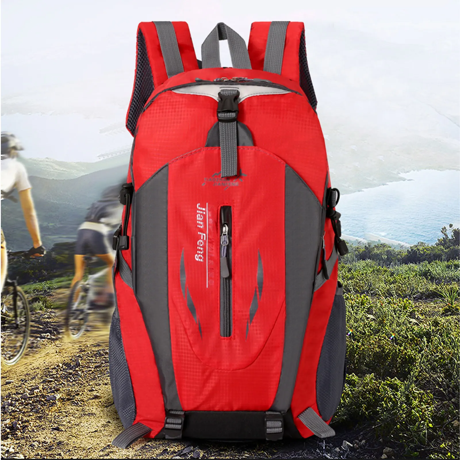 Dies ist ein Rucksack mit großem Fassungsvermögen, multifunktionaler Mehrzweck-Rucksack, geeignet zum Klettern im Freien und auf Reisen.