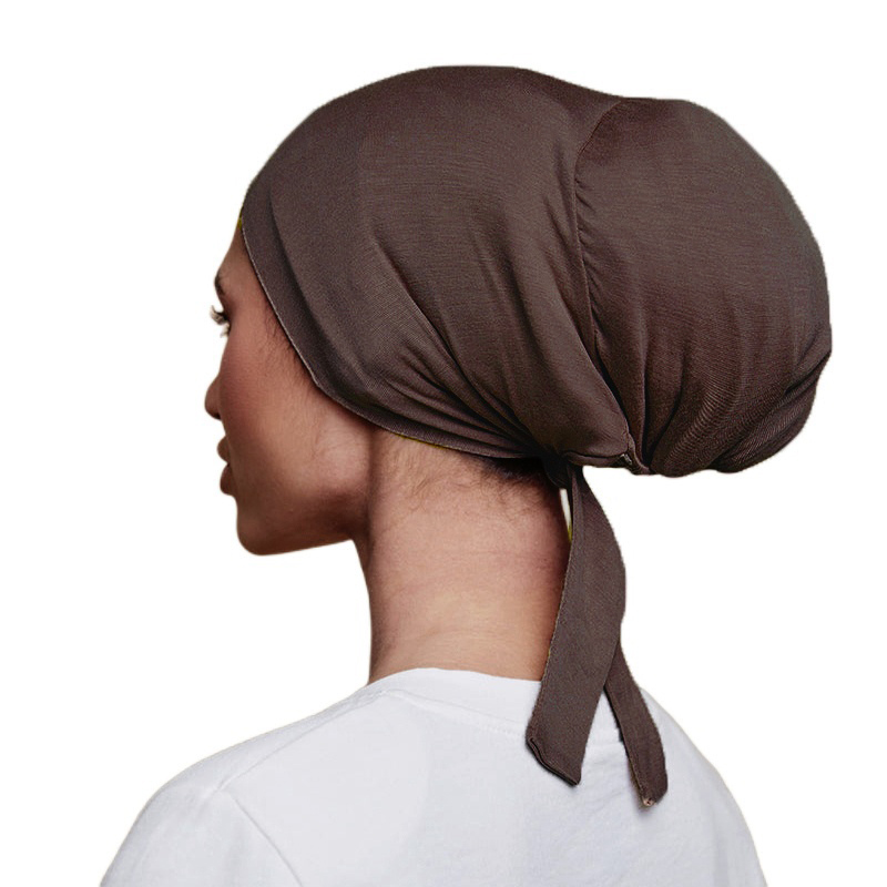 3 cores novo cetim ajustável muçulmano sob lenço boné cetim forrado modal undercaps proteger o cabelo camadas duplas hijab interno
