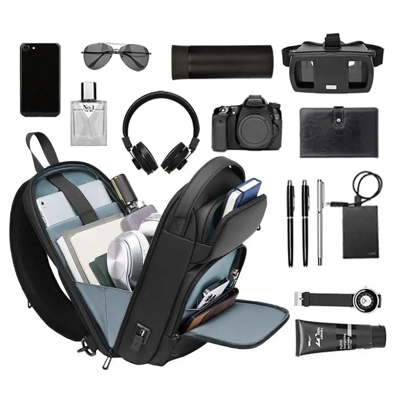 Sling Bags for Men Chest Waterproof Cross Body Shoulder Bag For Husband Gift Messenger Pack with USB Charging 9.7 Ipad