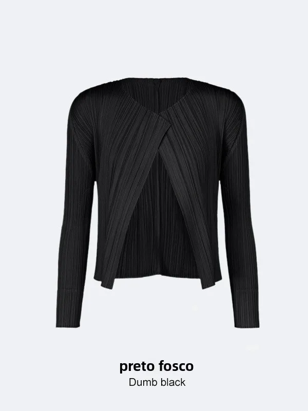 Jaqueta Curta Trançada para Emaecimento Moda Fena Primavera Outono Design Fino Cardigan Estiloso Camada Externa