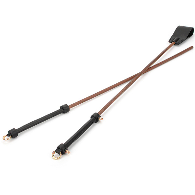 Couro Genuíno e Madeira Noz Cavalo Chicote Paddle, Equitação Colheita, Festa Flogger, Rebite Reforço Handle, Equitação