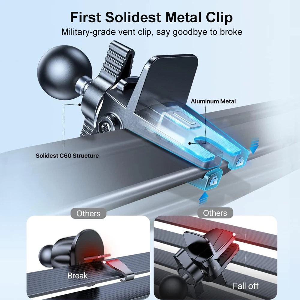 Soporte para teléfono para automóvil, soporte para automóvil para teléfono celular con ventilación de aire, 360 °   Rotación, liberación de un botón para iPhone, Samsung, Google