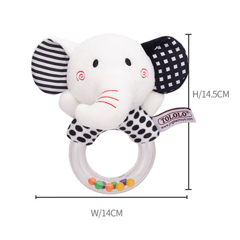Cute Baby Rattle Toys Elephant Plush Infant Cartoon Bed Toys for Newborn 0-24 Months Educational Toy Bear Hand Ring Bell Teether