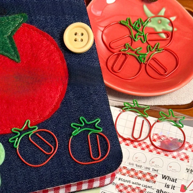 10/20pcs Rosso Retro Giapponese Graffetta di Carta Pomodoro Fragola Ciliegia Scrapbook Graffetta Libro Pagina Memo Clip Fisse Forniture Per Studenti