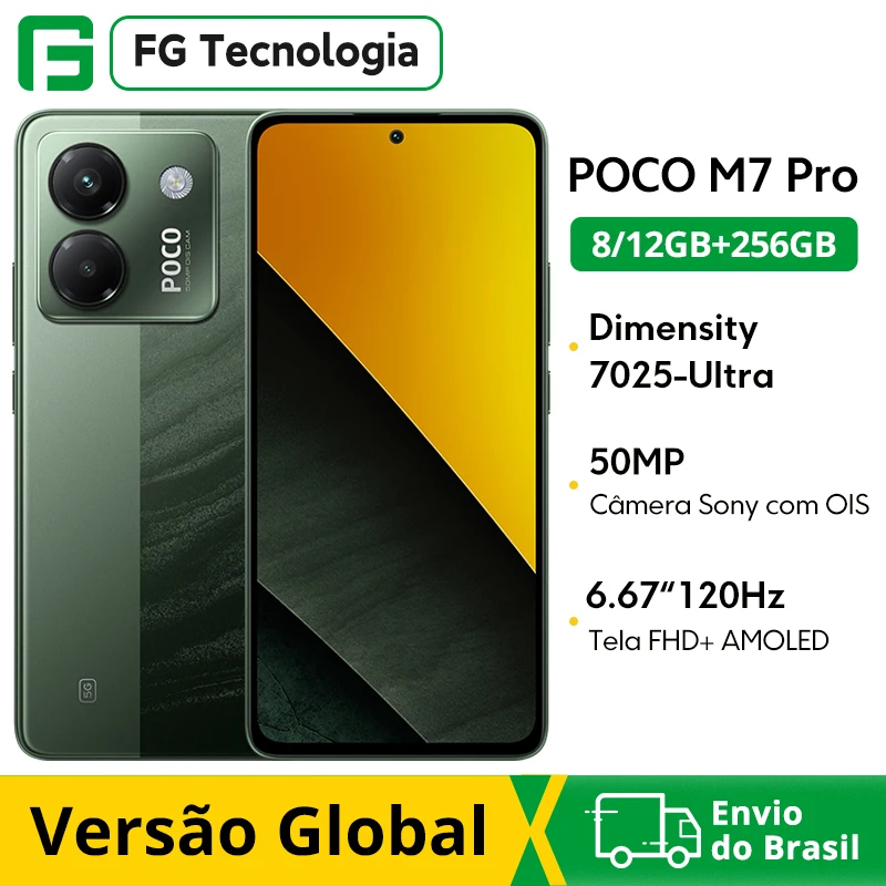 【Marca +】POCO M7 Pro 5G Smartphone Dimensity 7025-Ultra 50MP câmera Sony com OIS 120Hz AMOLED Display 5110mAh Bateria NFC