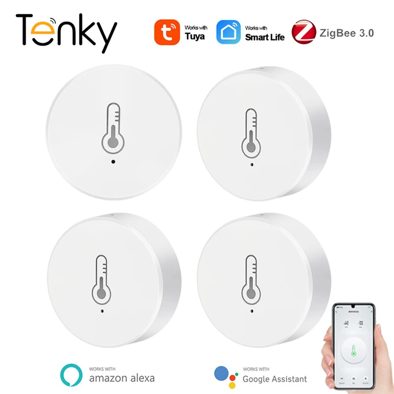 Sensor de humedad y temperatura para el hogar, higrómetro para interior, termómetro inteligente para el hogar, funciona con Smart Life, Alexa, asistente de Google, Tuya ZigBee 3,0