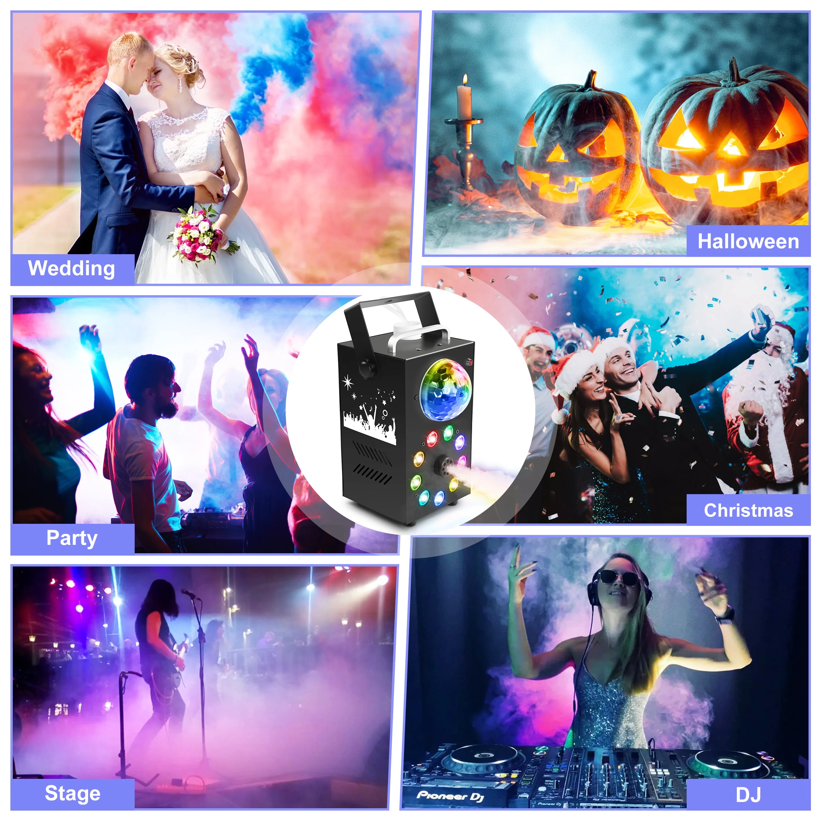 U`King 700W Stage Lighting Smoke Machine Fog Machine LED Colorful Haze Machine Remote Control Fogger For Wedding Party Dj Disco