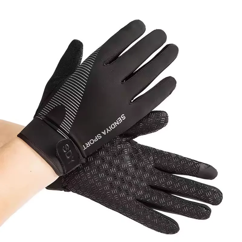 Męskie rękawiczki rowerowe z pełnym palcem ekran dotykowy motocykl rower Mtb rękawiczki rowerowe rękawice treningowe na siłownię Outdoor Fishing Hand Guantes