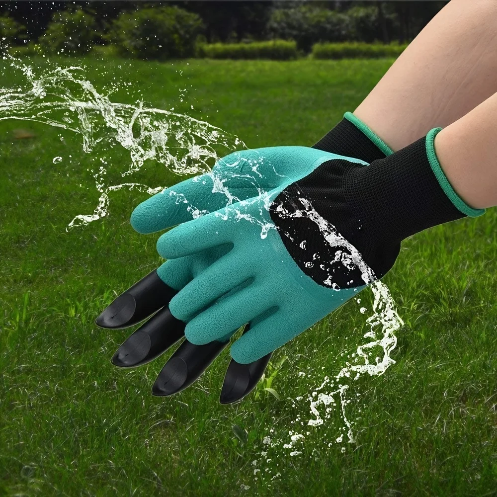 Luvas de jardinagem com garras, respiráveis, à prova d'água, trabalho, escavação, plantio, resistente a picadas, luvas de látex protetoras antiderrapantes
