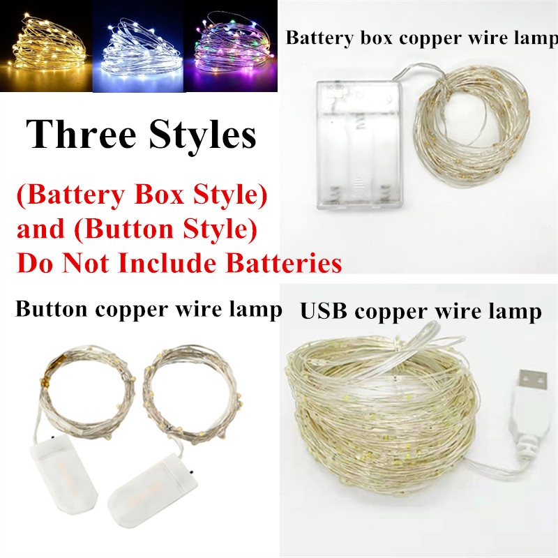 1m-30m LED String Light 8 Colors Fairy Lights LED Copper Wire Battery Powered for Wedding Party Christmas Decor Holiday Garland