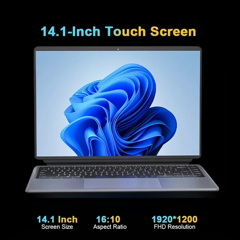 YYHC 2 em 1 laptop processador N100 14 Polegada tela sensível ao toque IPS LCD 16GB Win 11 Tablet Pc portátil notebook computador