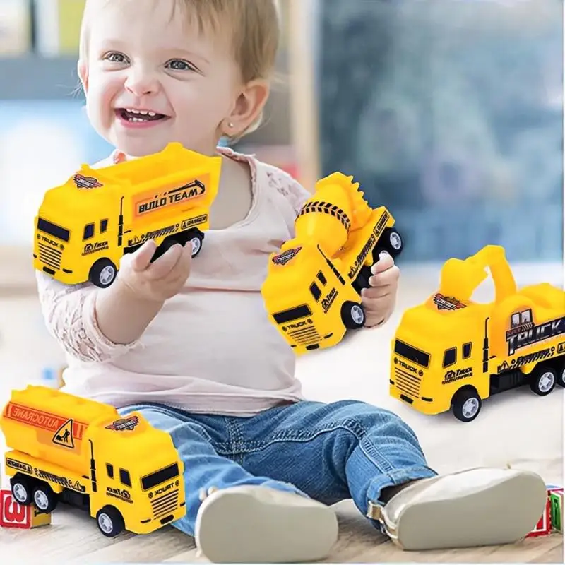 1 pc carros educativos crianças criança puxar para trás brinquedo guerreiro engenharia veículo modelo quatro mini carros