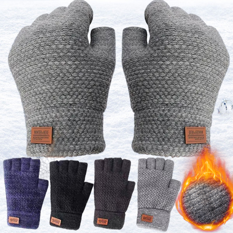 Winter Gestrickte Warme Halbe Finger Handschuhe Verdickt Erwachsene Anti Kalt Leck Finger Touchscreen Outdoor Radfahren Handschuhe