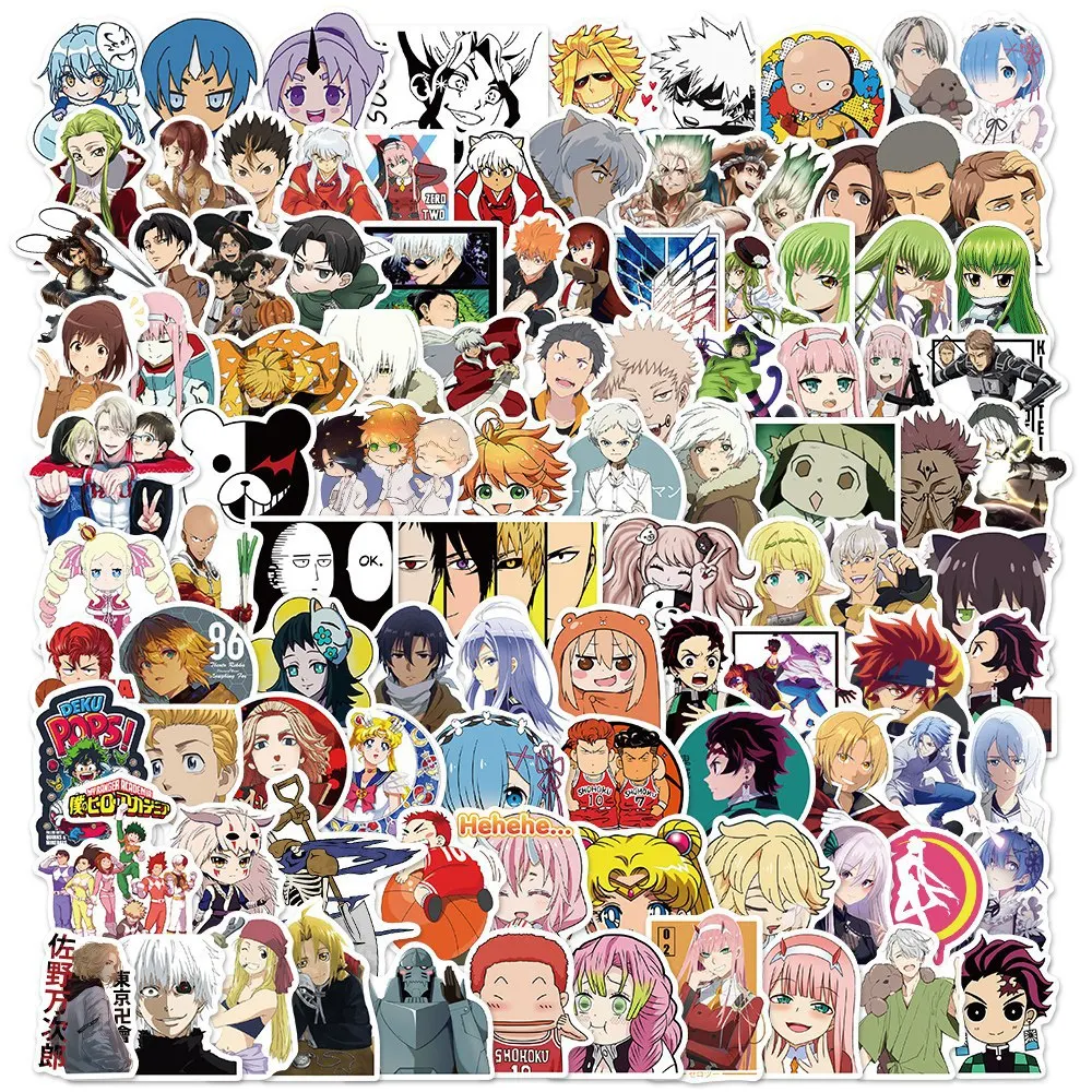 Set di 100 adesivi anime mix Demon Slayer Attack on Titan adesivi Graffiti decalcomanie laptop bagagli skateboard adesivo impermeabile