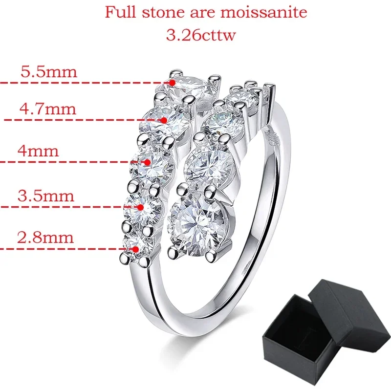 Smyoue 10 อัญมณี Full Moissanite แหวนผู้หญิงประกาย Flawless Lab สร้างเพชร S925 เงินสเตอร์ลิงเครื่องประดับ