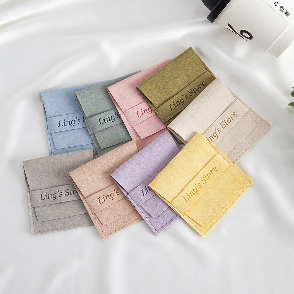 50/100Pcs Lovely Customized Logo Microfiber Jewelry Packaging Bag Earrings Rings Bracelet Pendant Organizer Pouch Wedding Favors