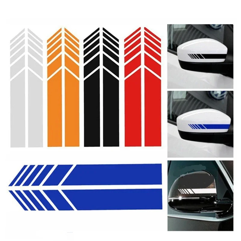 2 szt. Wyścigi samochodowe naklejki w paski lusterko wsteczne odblaskowe naklejki winylowe Decor Car Styling naklejki wodoodporne akcesoria samochodowe