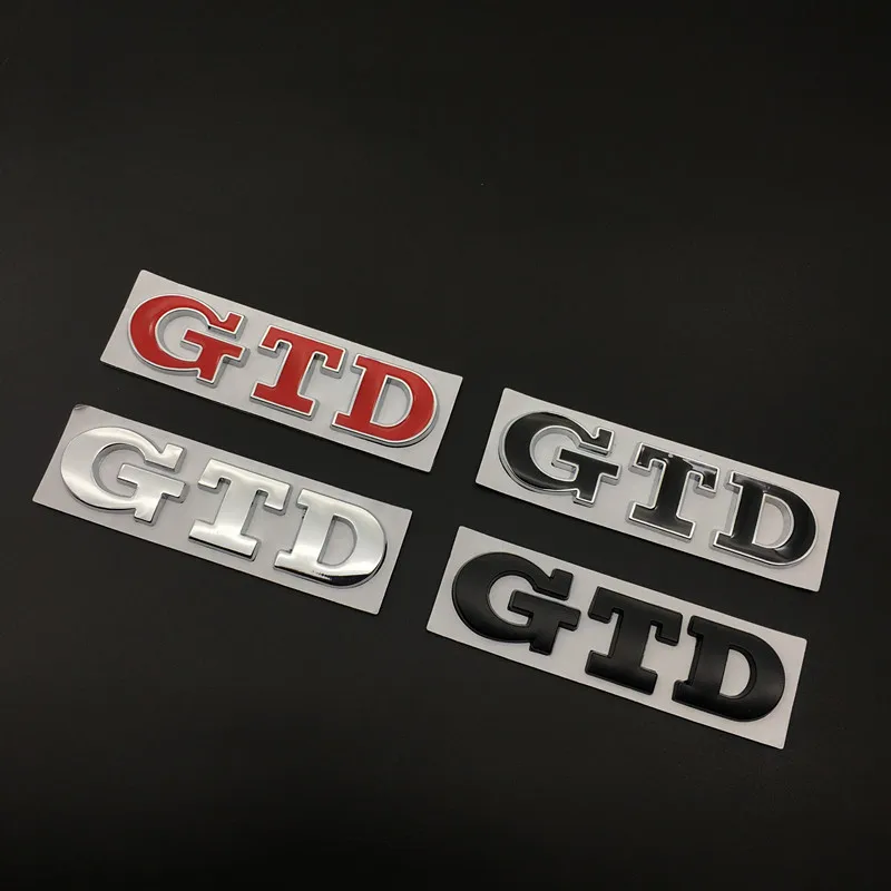 3D Metall Schwarz Rot Logo GTD Emblem Buchstaben Auto Front Grill Abzeichen Stamm Aufkleber Für 4 5 6 7 MK4 MK5 MK6 MK7 GTD Zubehör