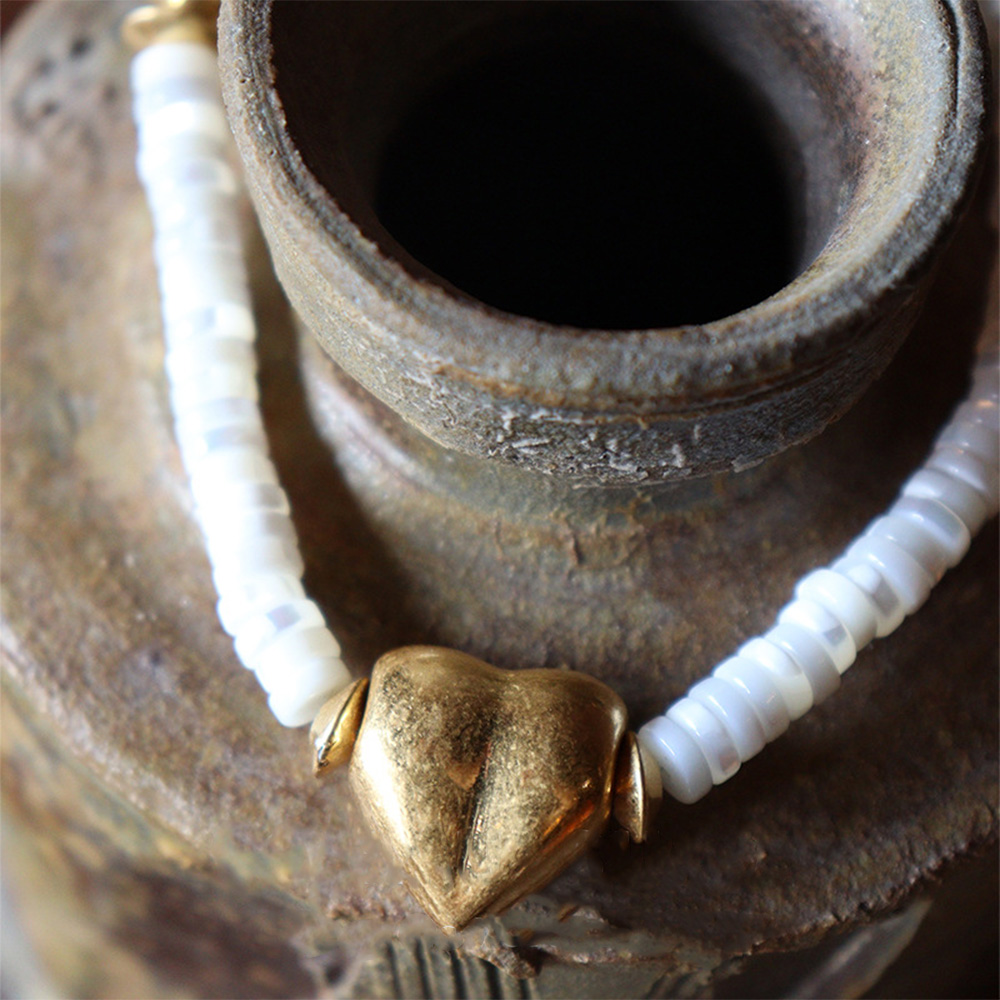 Vintage artesanal Beading coração pingente colares para mulheres e meninas, moda jóias acessórios