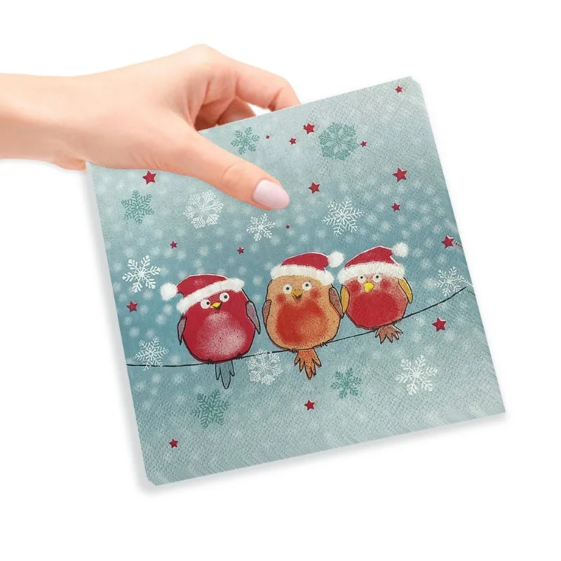 20 шт./упаковка, бумажные салфетки с рисунком трех маленьких птиц