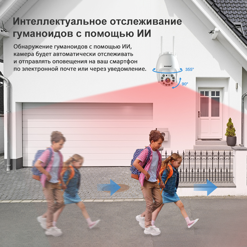 ru 4K 8MP 5MP 2MP Wi-Fi наблюдение Камера Открытый 4-кратный цифровой зум AI Автоматическое отслеживание Защита безопасности Мини Камера