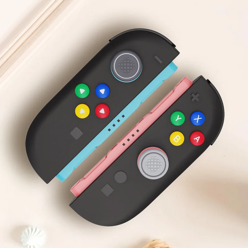 Para Nintendo Switch, tapas de empuñaduras de 2 botones, tapa de Joystick + juego de pegatinas de botón, botón de material de silicona para accesorios switch2